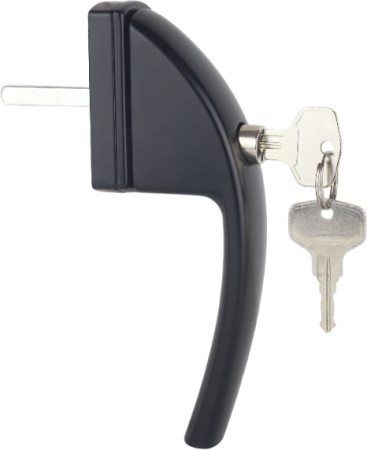 Ручка оконная DORF SWING (аналог ROTO SWING) алюминиевая с ключом, 8-ми позиционная, 37 штифт, Черная