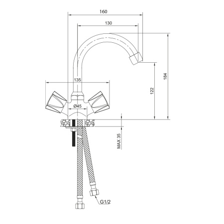 Смеситель для раковины с поворотным изливом CATALONA 23110CT