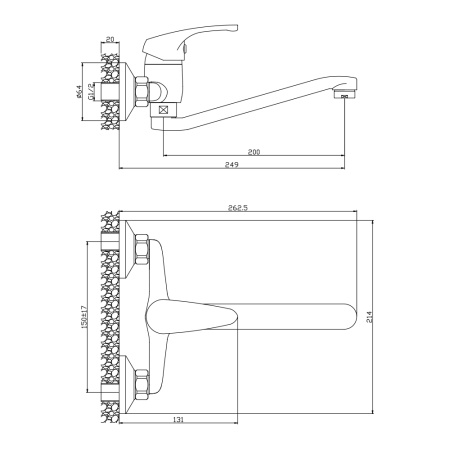Смеситель для кухни настенный АVILA 02410AV Смеситель для кухни настенный АVILA 02410AV